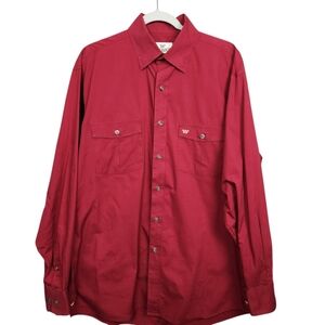 King Ranch Texas Red Western Cowboy Long Sleeve Button Down Shirt Mens Size L